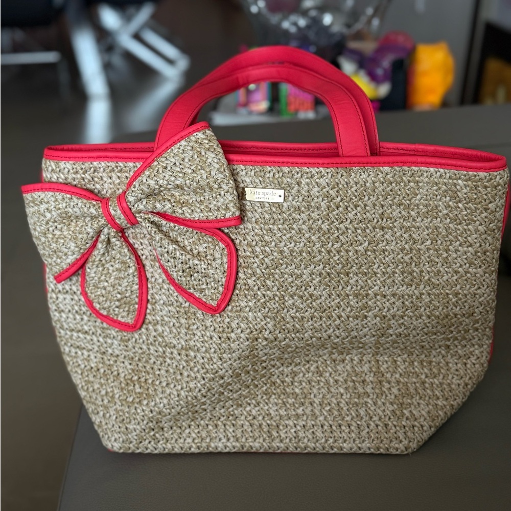 Kate Spade Tan and Red Tote Bag